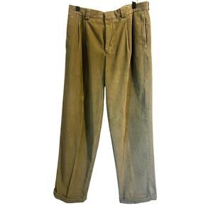 L.L. Bean Corduroy Men's Cuffed Pants sz. 34 in Tan w/Front Pleats and 4 Pockets